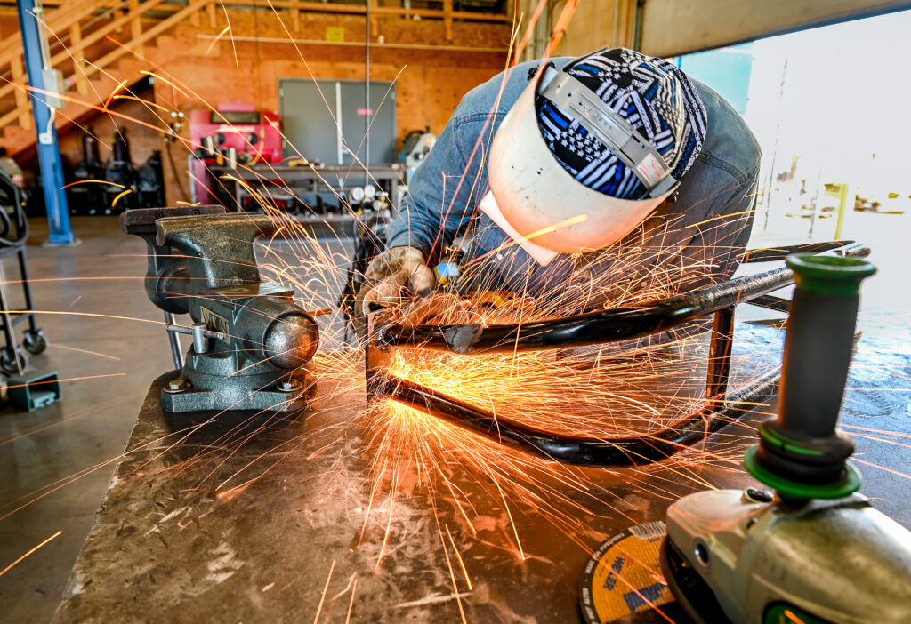 Photo of student welding